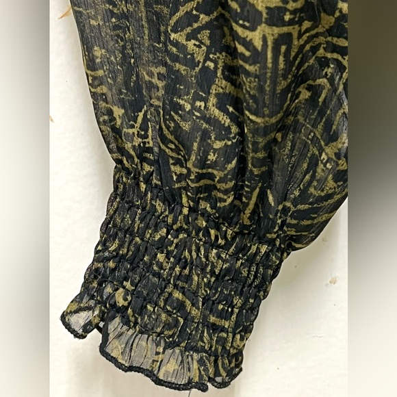 Zara Women's Black Green Polyester Mini Dress Elastic Waist & Wrist Band Size S - Picture 5 of 8